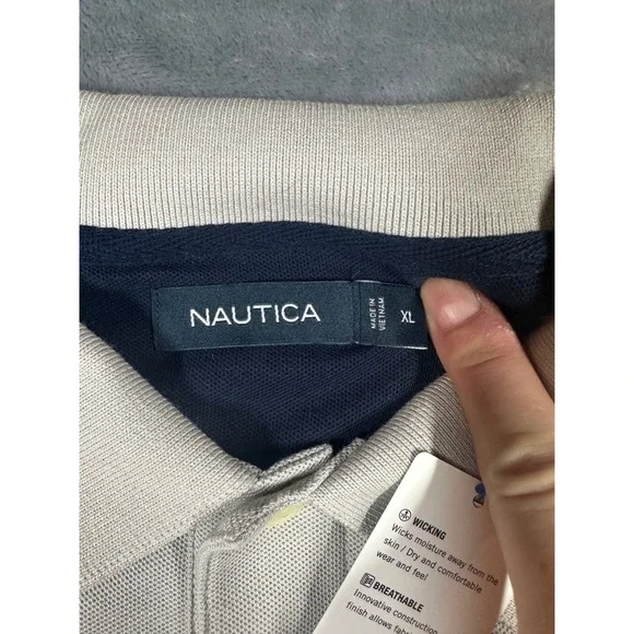 Nautica Mens XL Performance Polo Shirt Gray Wicking Breathable KC7200 New - Picture 5 of 7
